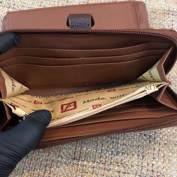 W STONE MOUNTAIN Brown Leather Check Book 20 Card Slips 4 Billfolds Long Wallet - Picture 11 of 17